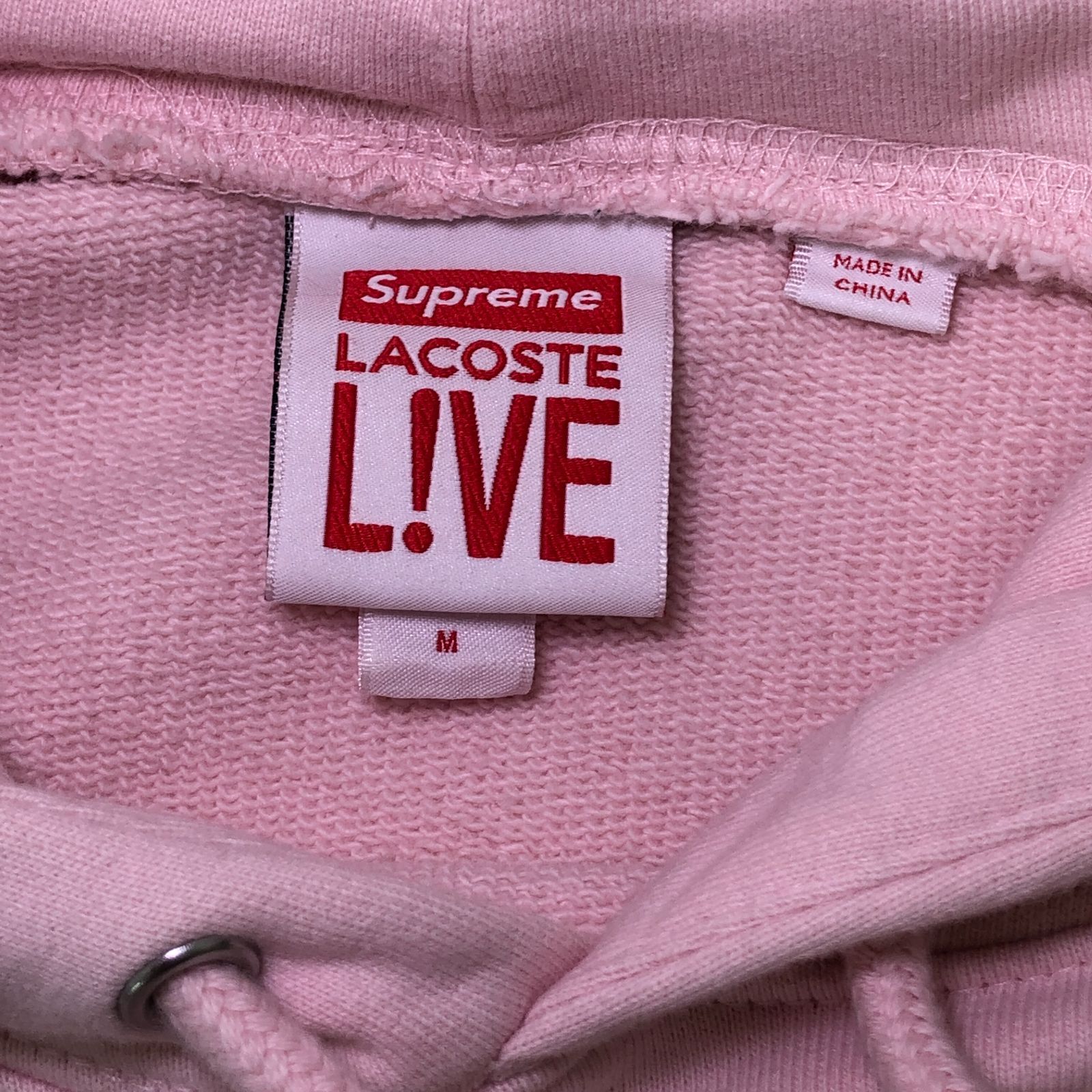 07m0927☆ Supreme × LACOSTE Hooded Sweatshirts シュプリーム×ラコステ コラボフードスウェット パーカー  プルオーバーパーカー プルパーカー ピンク メンズ Mサイズ 古着 【USED】 - メルカリ