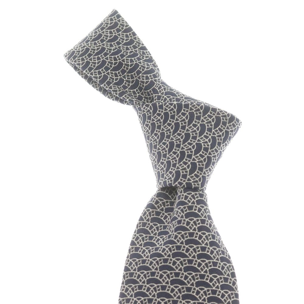HERMES (エルメス) 総柄 シルクネクタイ ネイビー - メルカリ
