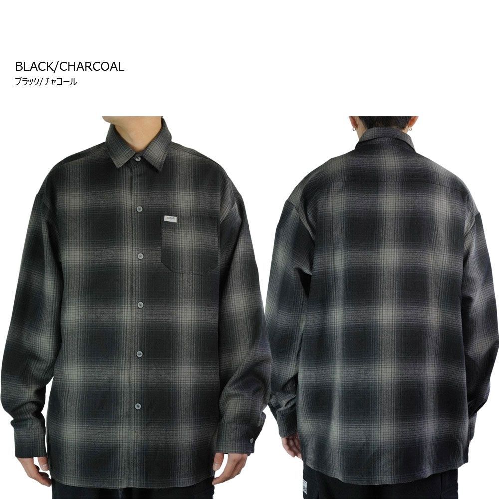 CALTOP キャルトップ カルトップ メンズ シャツ 2000 OMBRE LONG SLEEVE SHIRTS オンブレ ロングスリーブシャツ ブラック×チャコール