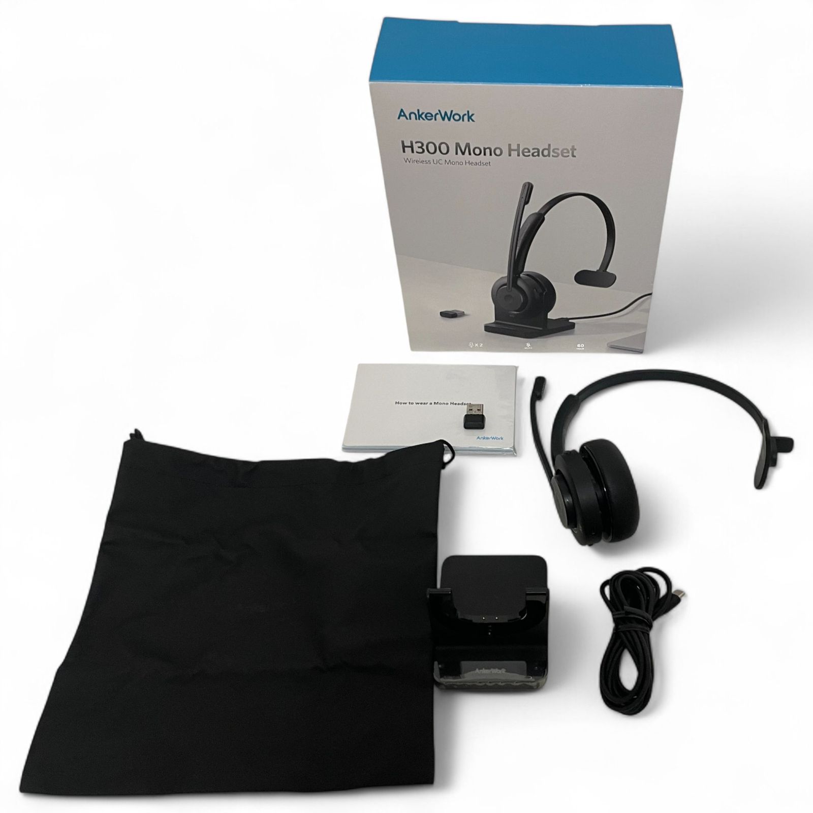 ● Anker Work ワイヤレスヘッドセット H300 Mono Headset ブラック 片耳タイプ 1100-2571