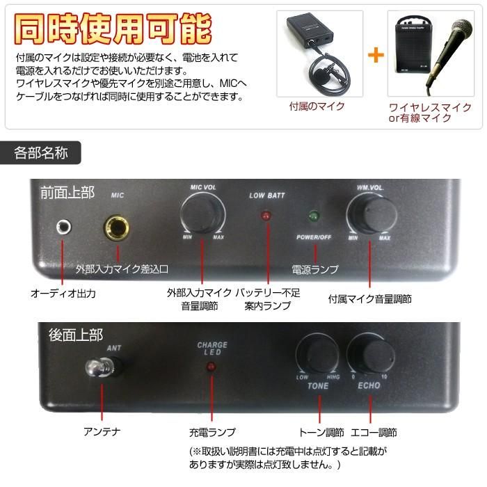 キズあり】ワイヤレスマイクセット スピーカー アンプ内臓 スピーカー ワイヤレス ピンマイクセット ハンドマイク ハンズフリー 拡声器 AK-122  CEER 動作OK - メルカリ