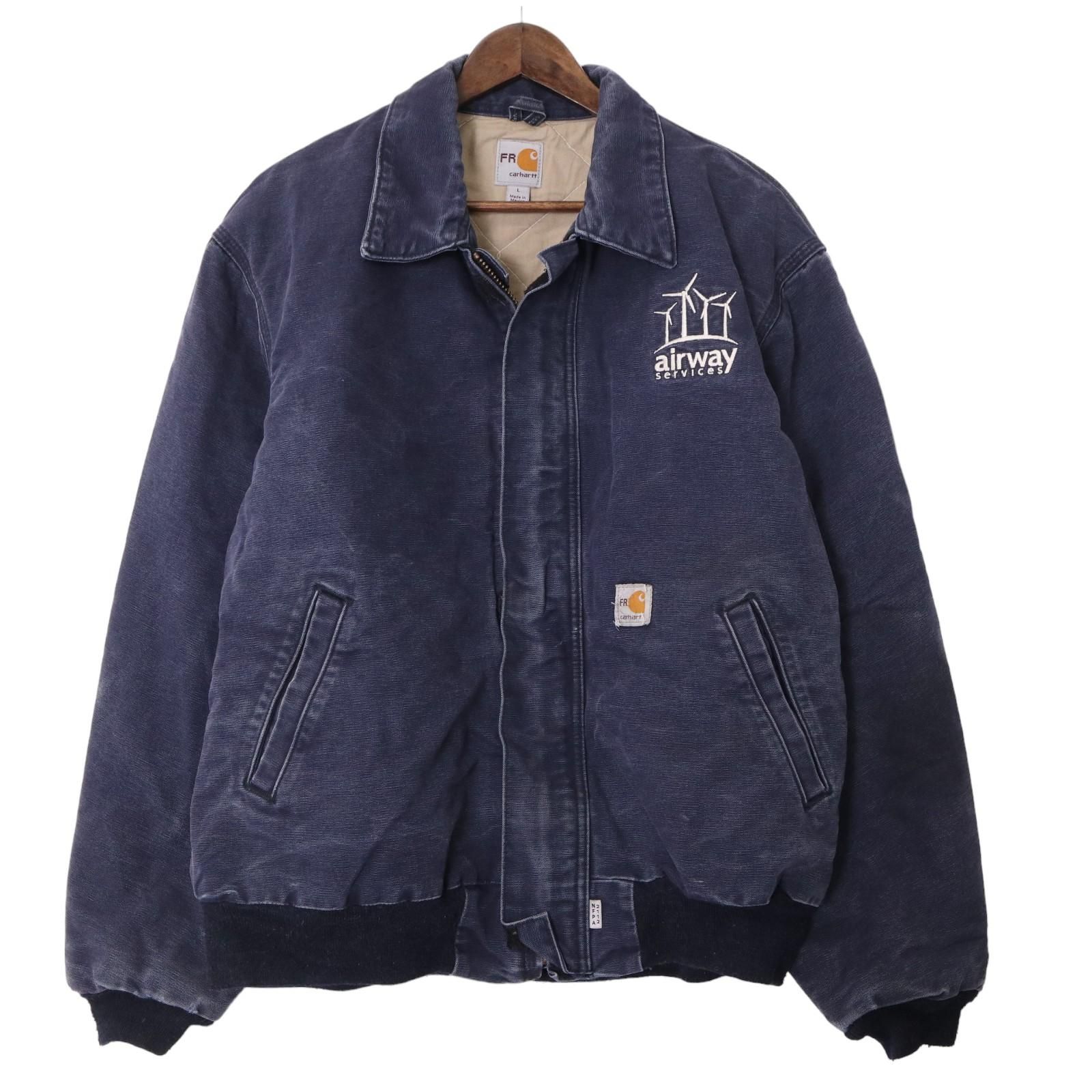 Carhartt カーハート ダック地 FRワークブルゾン 比翼ジップ 企業ロゴ ネイビー (メンズ L) 中古 古着 A0214 - メルカリ