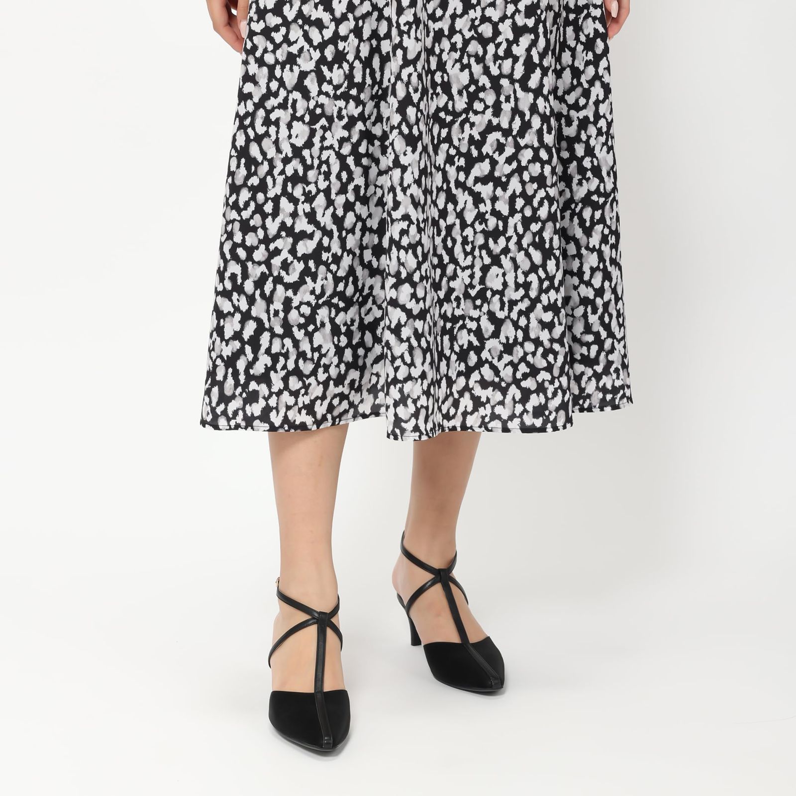 カジュアルドレス ぼかしレオパードワンピース