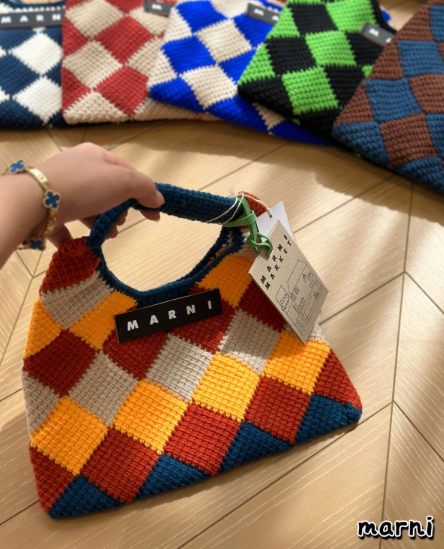 MARNI マルニマーケット ストライプトートバッグ