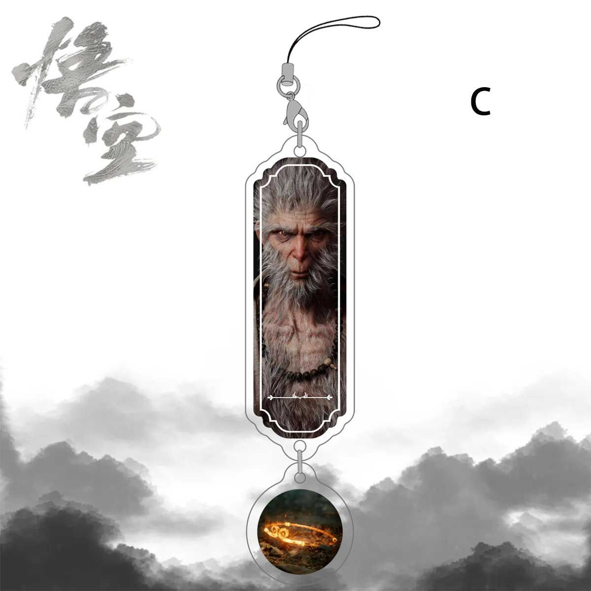 新品 Black Myth: Wukong 黒の神話: 悟空のペンダント ゲームグッズ アクリル バッグのペンダント かっこいい孫悟空の顔 携帯用 クリスマス ギフト