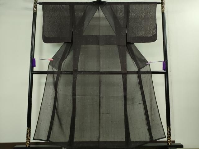 平和屋着物 上 夏物 絹芭蕉 紗紬 メダカ 紫黒色地 DZAA9946kh5