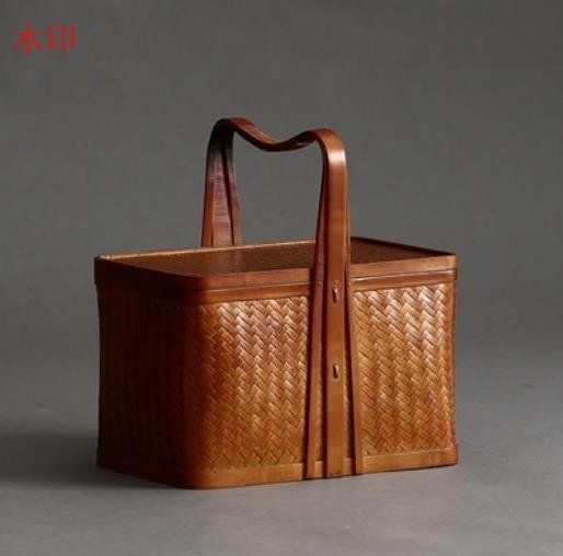 新品 収納かご おしゃれ竹籠 編み 収納箱 小物入れ 茶道＊お菓子