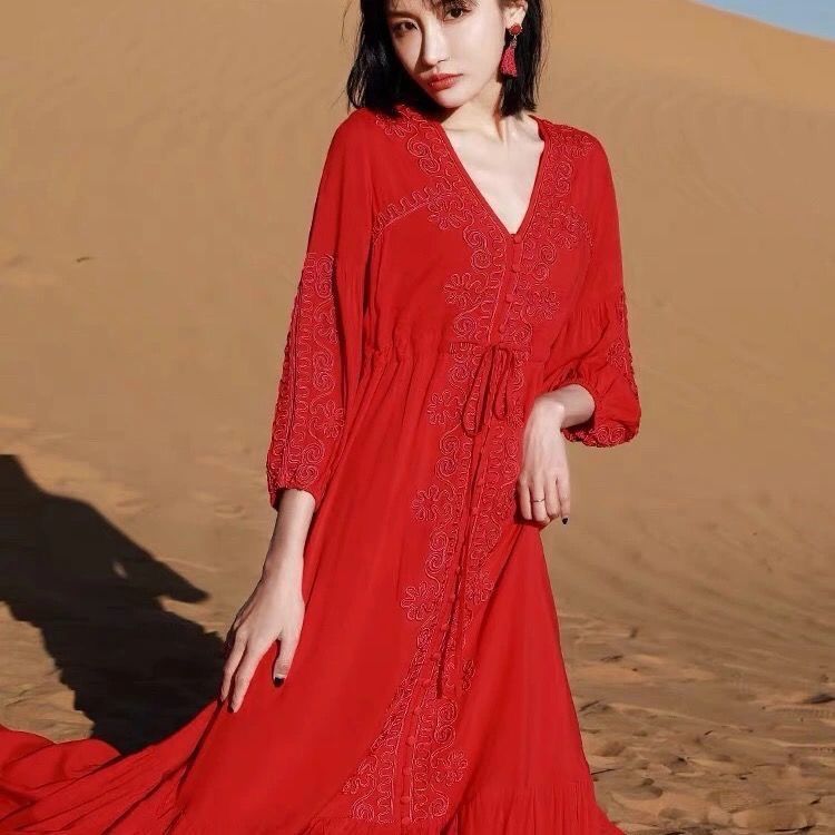 ❤️25新作 新品♡ SelfPortrait 赤ロングワンピース♡ E14