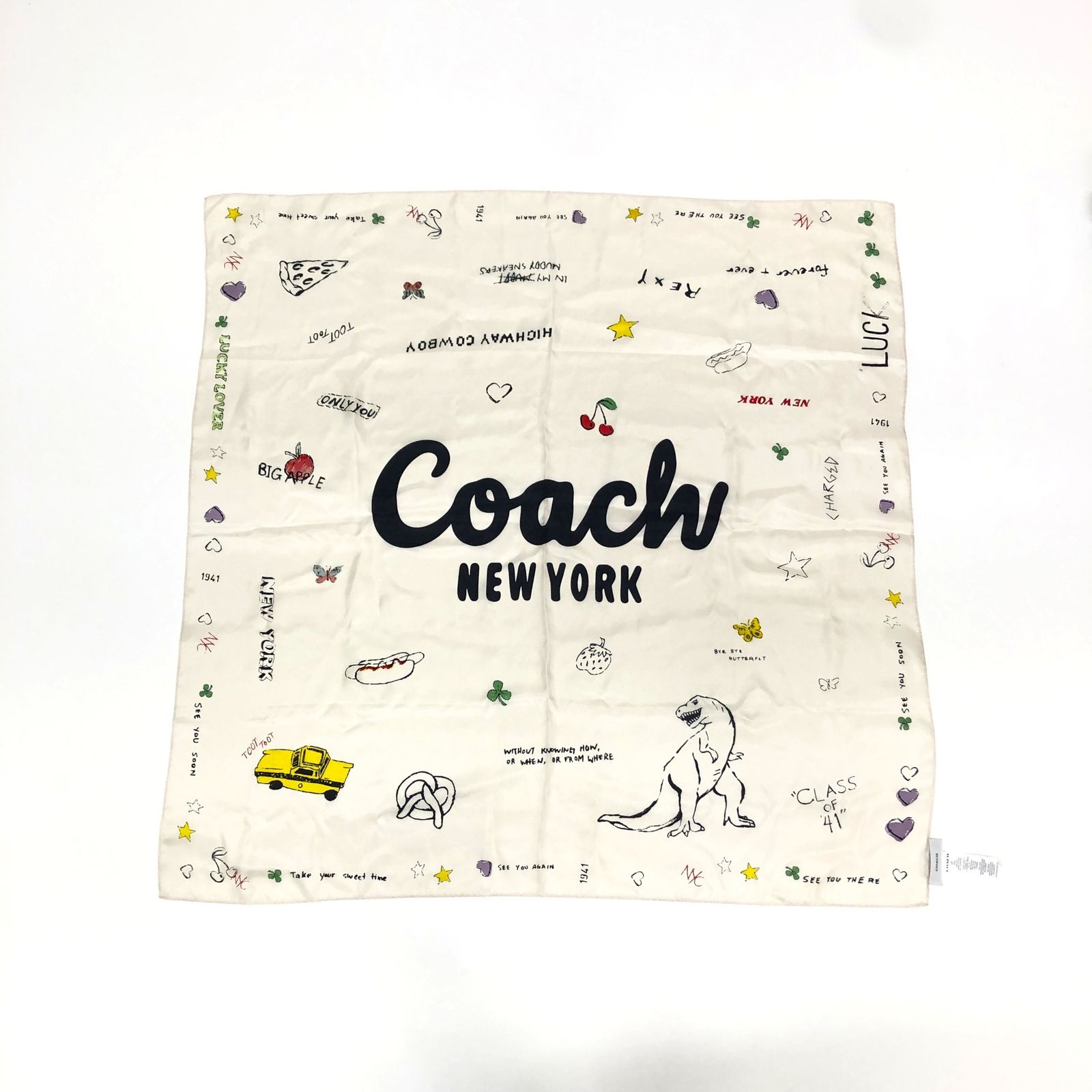 COACH / コーチ スカーフ ストール ホース アンド キャリッジ 花柄 馬車モチーフ 41898 ブランド 中古 COACH（コーチ）の「ホース アンド キャリッジ プリント オーバー