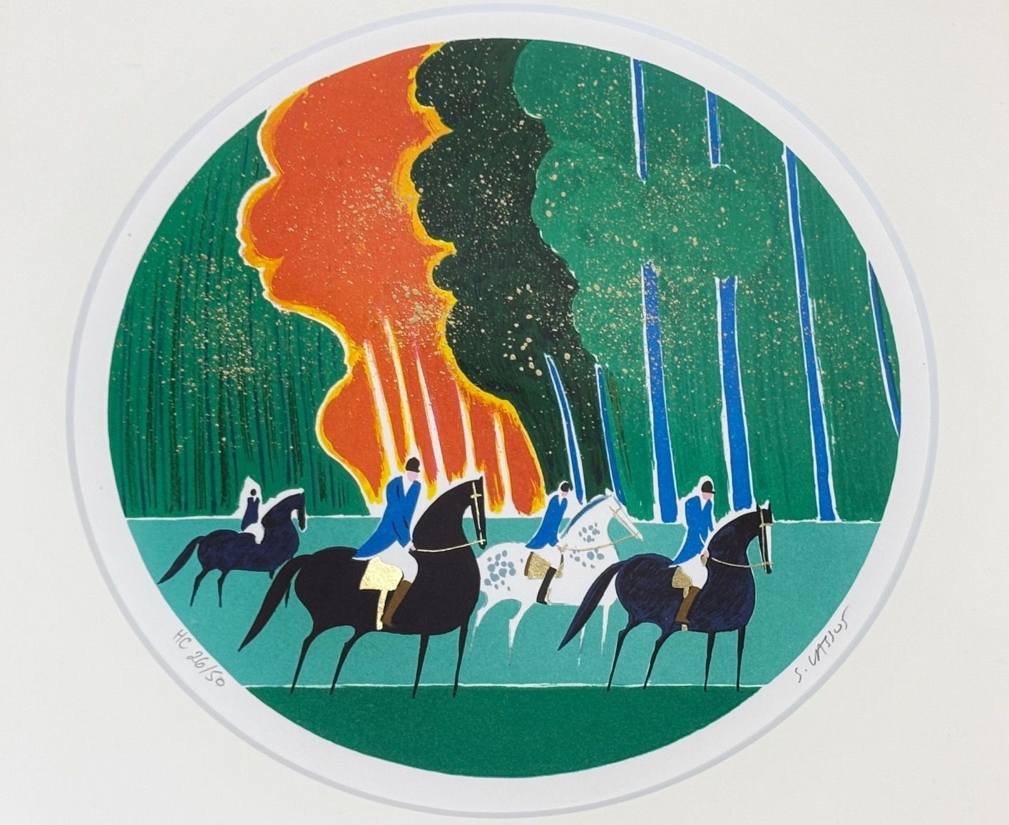 セルジュ・ラシス セルジュ・ラシス「秋の乗馬」リトグラフ :: 絵画買取・販売