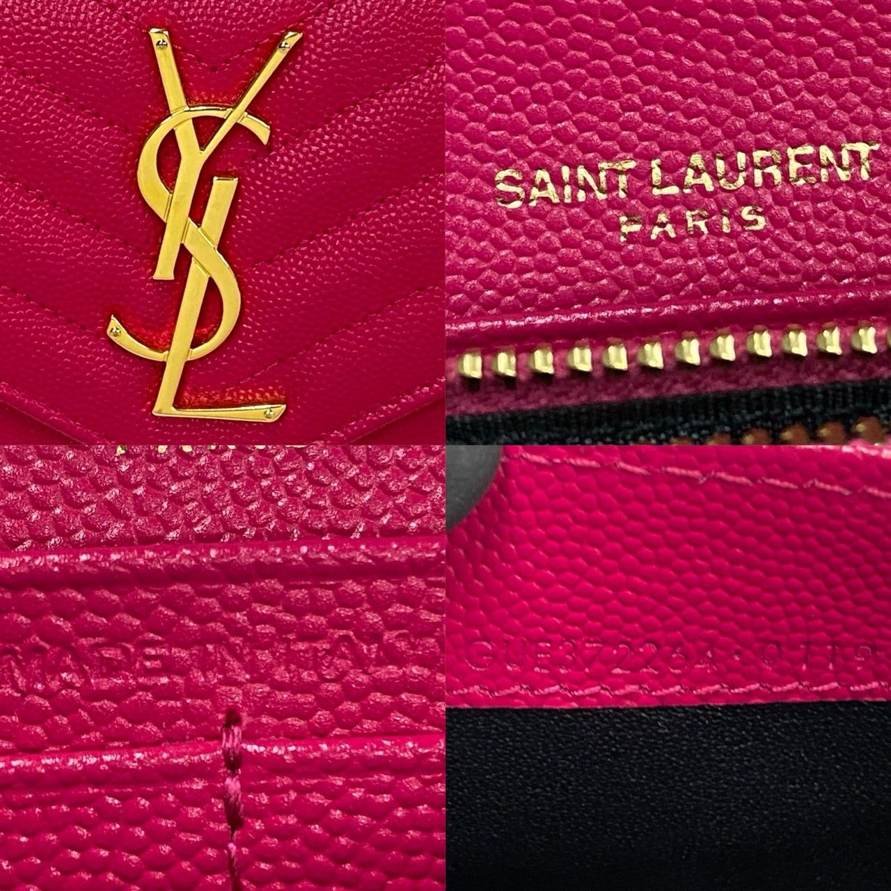 極 美品 YVES SAINT LAURENT イヴ サンローラン YSL ロゴ 金具 キルティング レザー 本革 長財布 二つ折り ウォレット  ピンク 115-3 - メルカリ