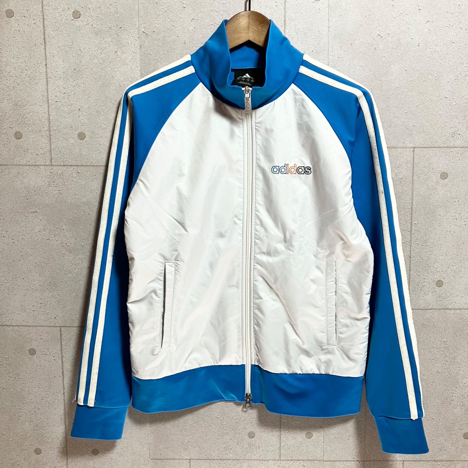 adidas 青 ジャージ　y2k adidas アディダス トラックジャケット ジャージ トップス M