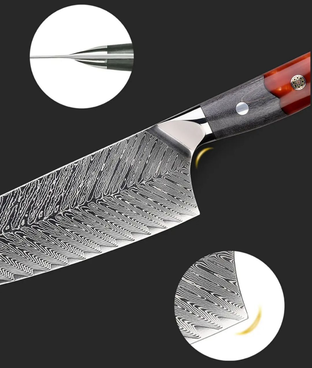 【新作】牛刀　VG10　73層ダマスカス鋼　赤柄 新作】牛刀 VG10 73層ダマスカス鋼 赤柄