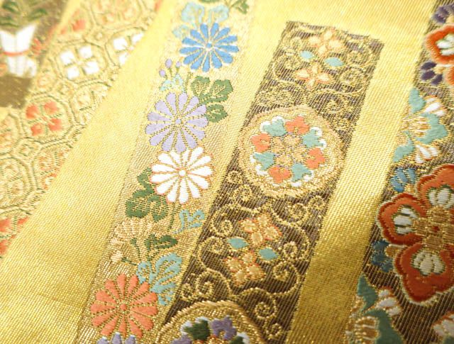 京松】【着物】袋帯 金糸 刺繍 花短冊文 R6B-49 - メルカリ