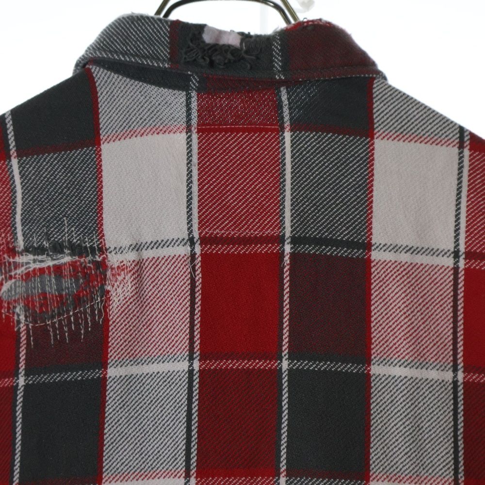 BOWWOW バウワウ 23AW REPAIR AGEING FLANNEL SHIRTS ダメージ加工 フランネルシャツ 長袖シャツ レッド BW2302-RAFS BOWWOW (バウワウ) 23AW REPAIR AGEING FLANNEL SHIRTS ダメージ加工