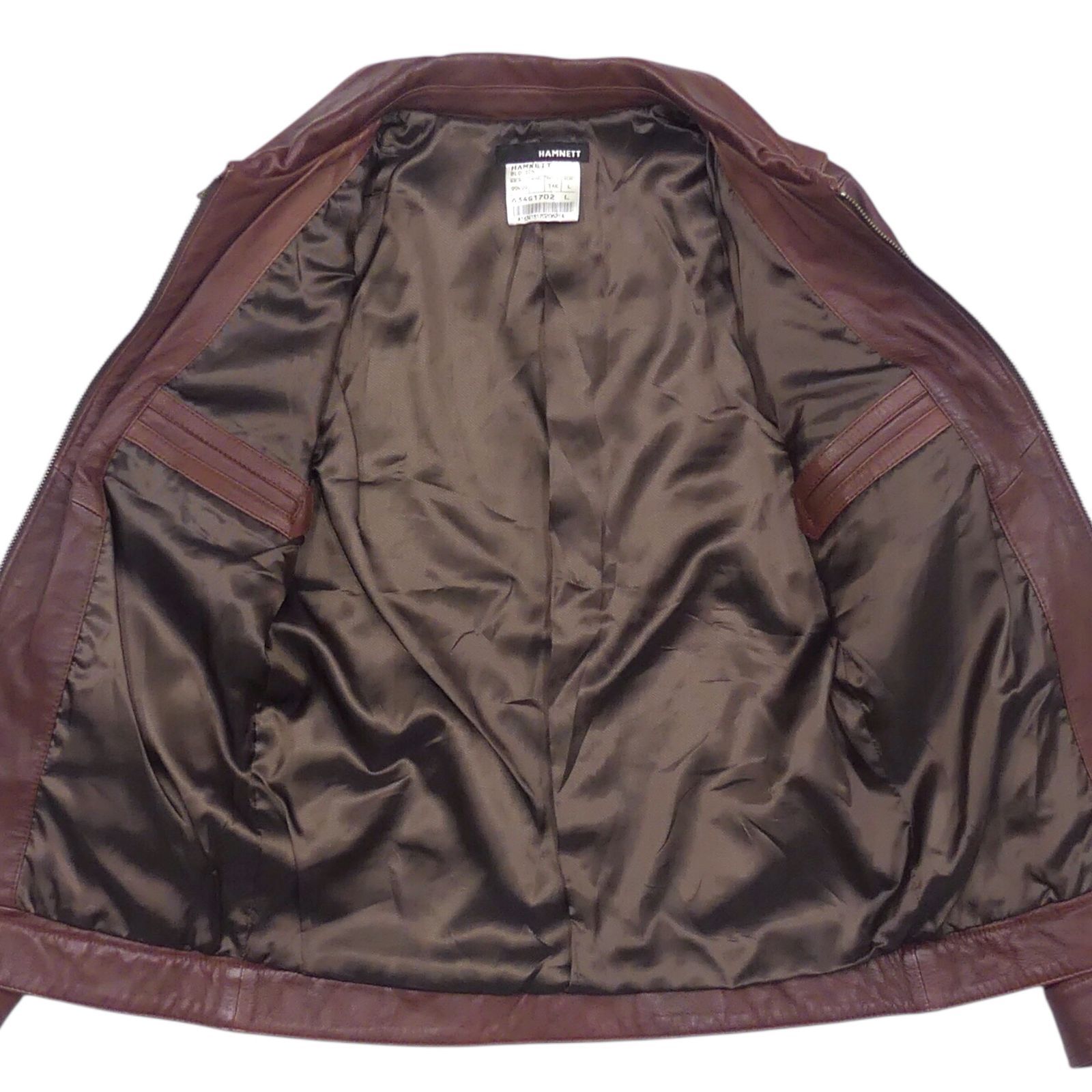 HAMNETT　ハムネット レザージャケット　ライダース　ブラウン　茶　Mサイズ HAMNETT ハムネット ライダースジャケット L 本革 シングル やぎ