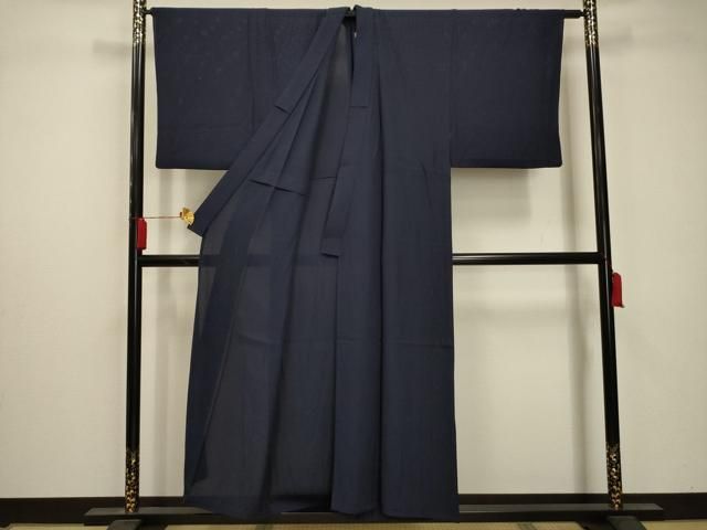 平和屋着物＊夏物 男性 色無地 絽 濃藍色 正絹 AAAZ5131sx