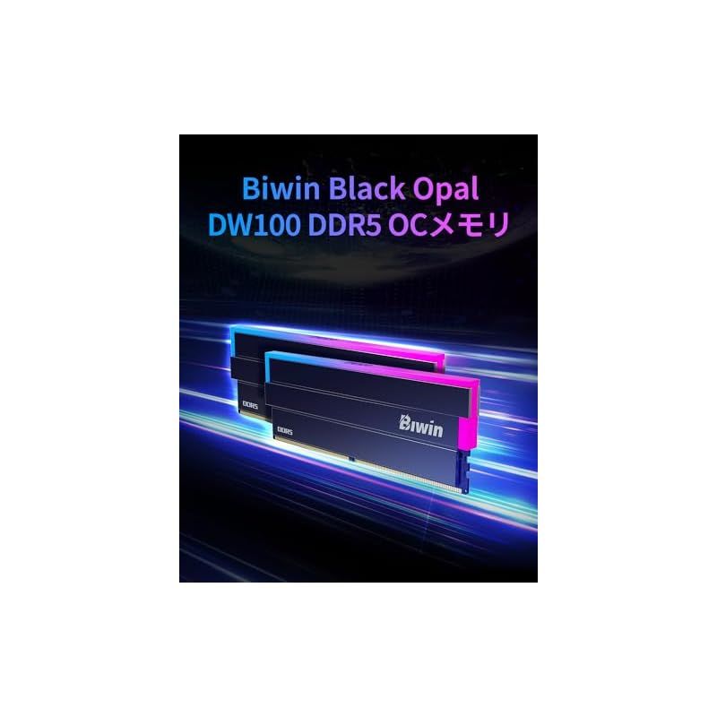 Biwin DW100 DDR5 6400MT|s PC5-51200 デスクトップPC用メモリ 64GB 32GB×2枚 CL32 RGBライティング Intel XPM 3.0|AMD EXPO両対応 メモリキット ブラック