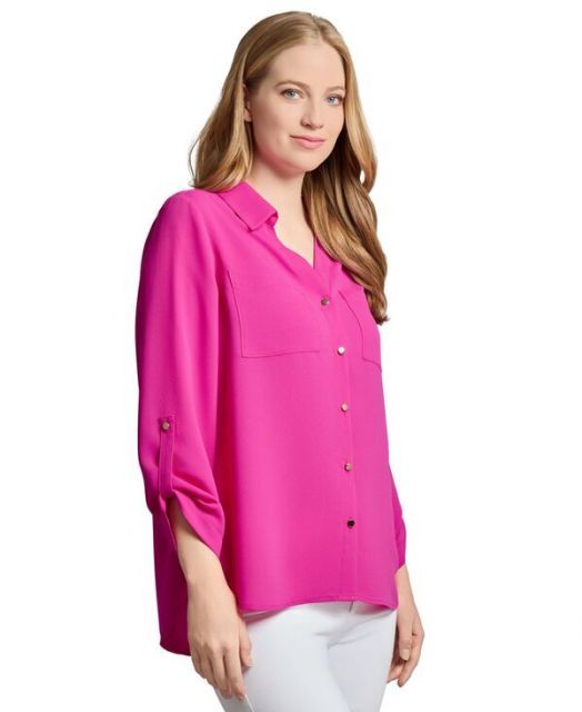 売れ筋商品|||ジョーンズニューヨーク カットソー トップス レディース Women's Jasper Roll-Tab Blouse Mystic Blue 送料無料】 ジョーンズニューヨーク レディース シャツ トップス