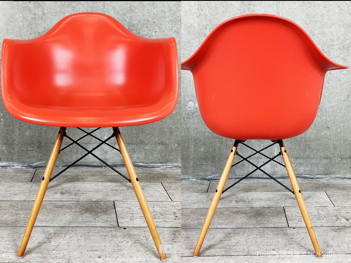 HermanMiller|ハーマンミラー イームズ アームシェルチェア DAW ドゥエルレッグベース レッド