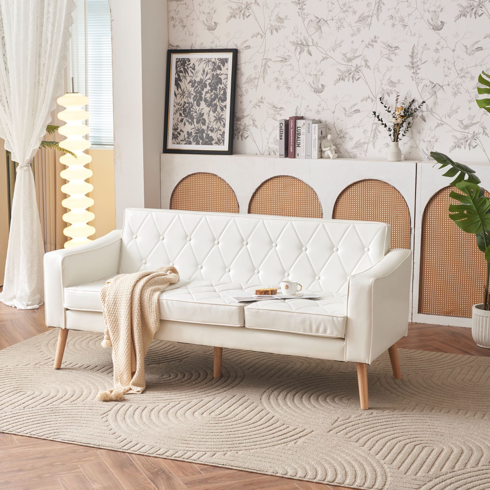 大人気！好評販売中！3人掛ソファカウチソファリビングソファ 肘付き WHITE