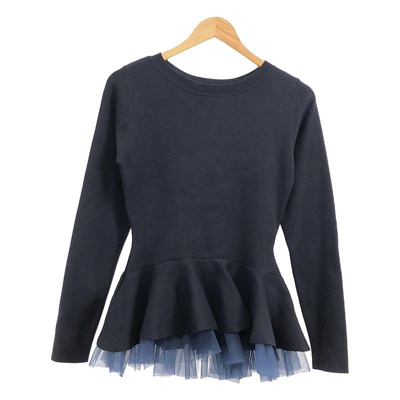 JENNE ジェンヌ 着せ替え チュール付き ペプラム トップス JENNE JENNE 着せ替えチュール付き ペプラムニットブラック Sサイズ 未