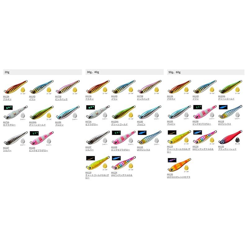 アクアウェーブ メタルマジック 40g/50g/60g 人気カラー6個セット 楽天市場】アクアウェーブ メタルマジックTG 40g 50g 60g 有頂天