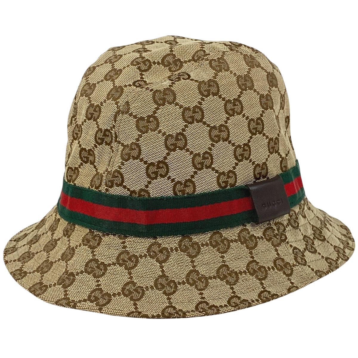 グッチ GUCCI GG柄 ハット バケットハット シェリーライン 帽子 コットン ブラウン グリーン レッド レディース