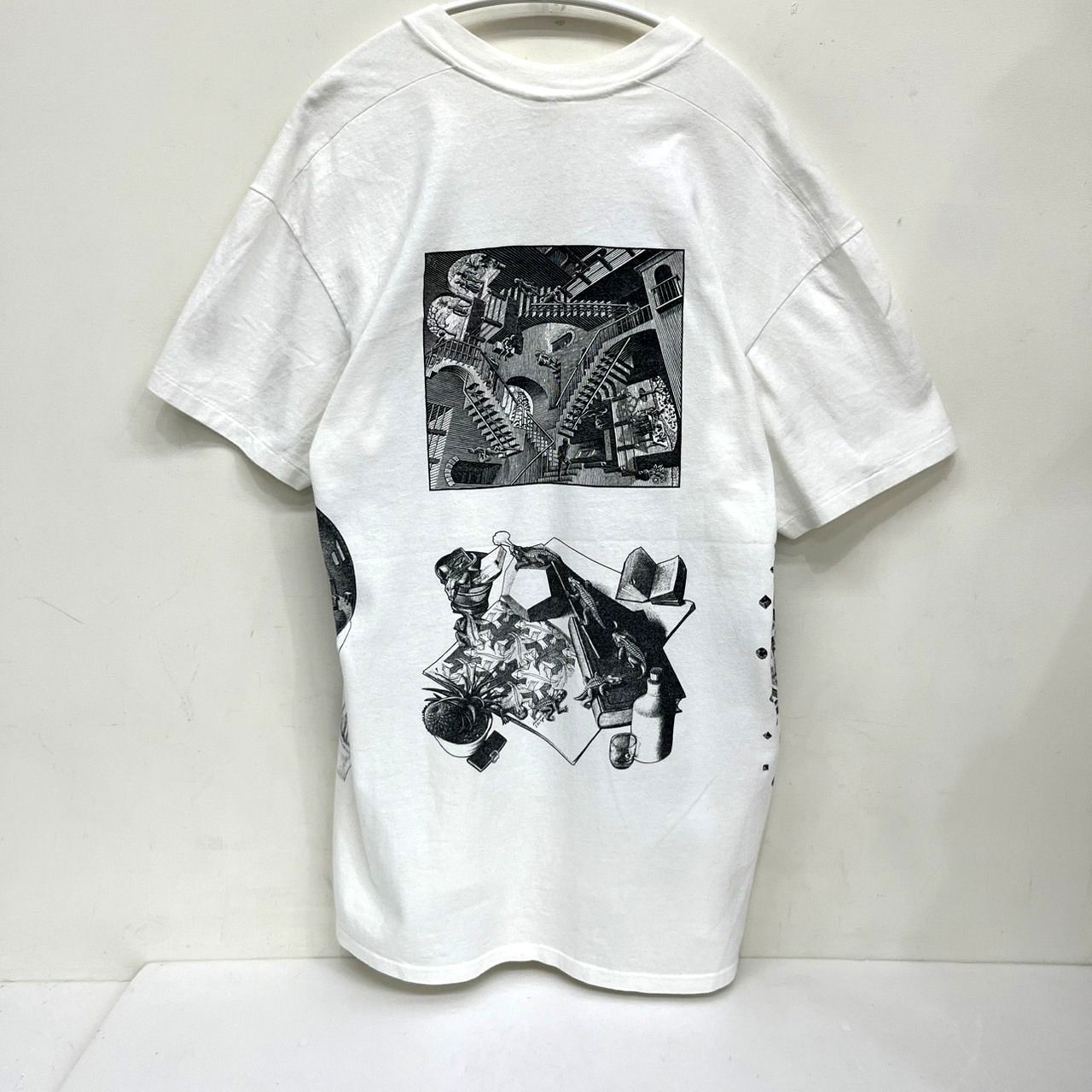 80s MC エッシャー ヴィンテージ Tシャツ アートT だまし絵 古着 90s USA製 M.C. Escher エッシャー 豪華 マルチ だまし絵