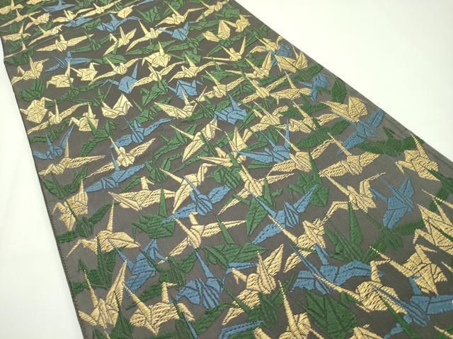 平和屋本店■極上　皇室・伊勢神宮御用　御御帯　山口美術織物　山口弘躬　全通柄袋帯　唐織　白寿千羽鶴　金糸　逸品　CZAA2121s5 平和屋本店□極上 皇室・伊勢神宮御用 御御帯 山口美術織物 山口弘躬