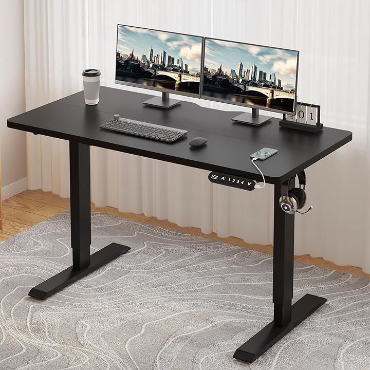 Radlove 昇降デスク パソコンデスク 電動昇降式デスク 天板幅110CMx奥行60CM ゲーミングデスク 机 スタンディングデスク PCデスク つくえ 高さ調節 メモリー機能付き 71～117CM ブラック 110x60cm