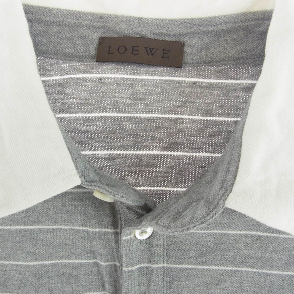 LOEWE ロエベ アナグラムロゴ刺? コットン ボーダー 半袖 ポロシャツ