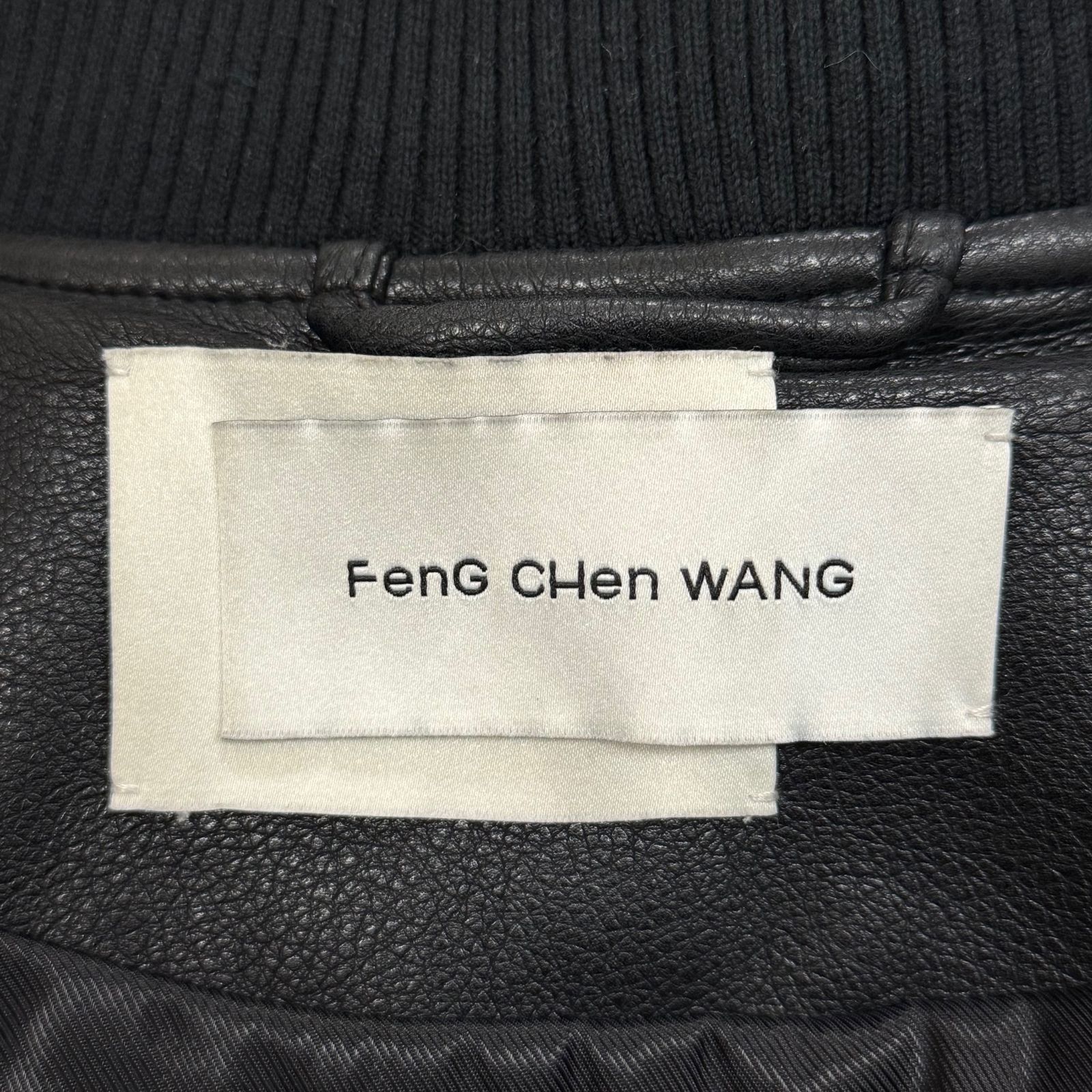 Feng Chen Wang フェニックス刺繡入りボンバージャケット レザー 