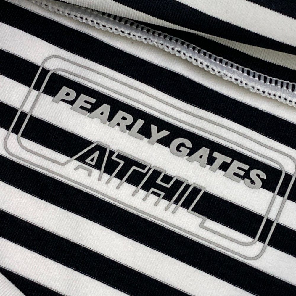 サイズ：5 PEARLY GATES パーリーゲイツ  ハイネック 長袖Tシャツ ボーダー柄 ホワイト系 [240101437126] ゴルフウェア メンズ ストスト サイズ：5 PEARLY GATES パーリーゲイツ ハイネック 長袖Tシャツ