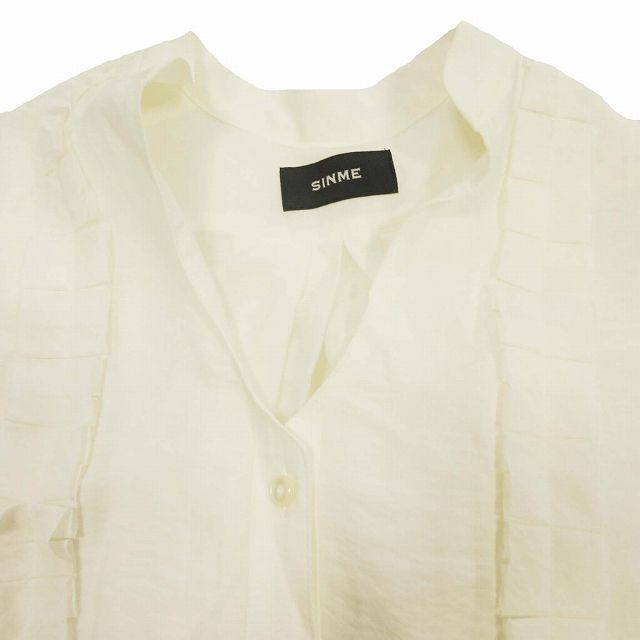 美品 22SS シンメ SINME フリル ブラウス 長袖 シャツ カット