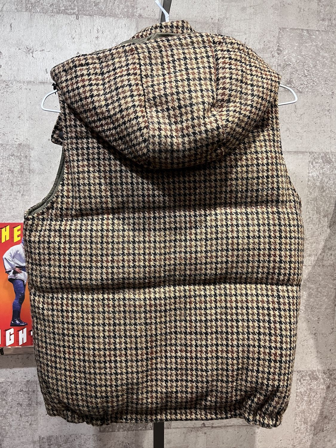 シップス別注 FIDELITYxHARRIS TWEED フード付きダウンベスト 美品 SHIPS X FIDELITY ハリスツイード ダウンベスト M ガン