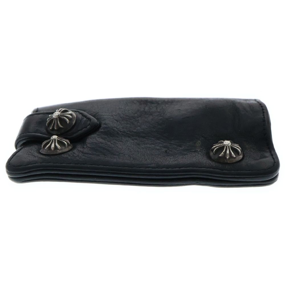 クロムハーツ クロスボール キーケース レザー×925 ブラック CHROME HEARTS (クロムハーツ) KEY CASE クロスボールボタン