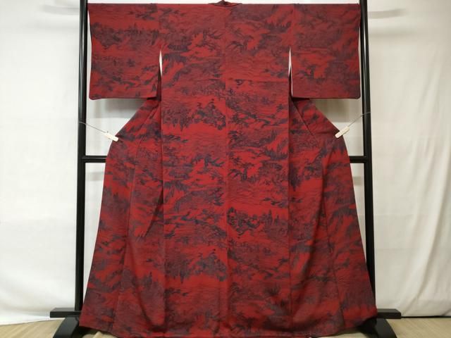 平和屋着物■上質な小紋　総絞り　椿花文　逸品　未使用　BAAH7407yc 平和屋着物▽上質な小紋 単衣 草花文 暈し染め 正絹 逸品