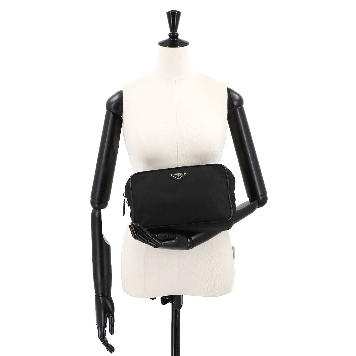 【未使用】プラダ　ポーチ　ブラック　MV28 ナイロン　サフィアーノレザー 新品同様 プラダ PRADA ポーチ ナイロン サフィアーノレザー