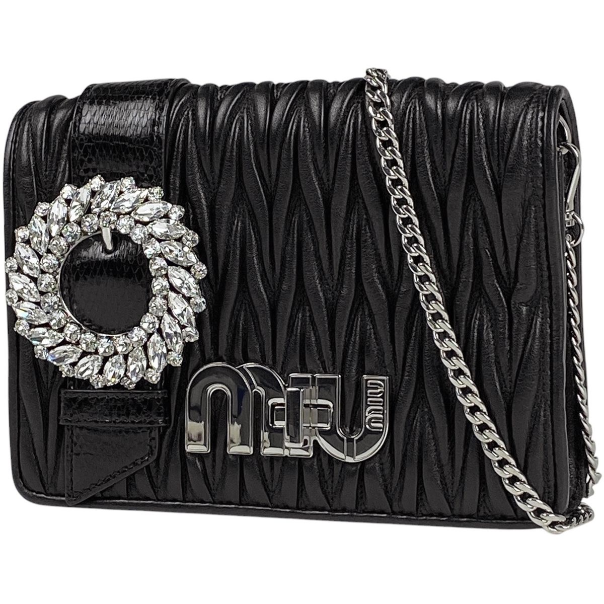 ミュウ ミュウ Miu Miu マテラッセ チェーン ショルダーバッグ ロゴ