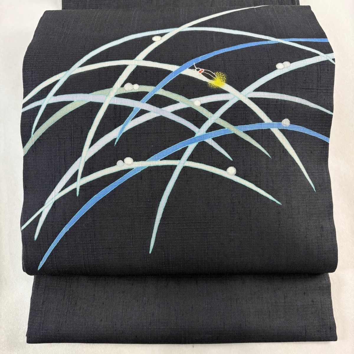 開き名古屋帯 美品 逸品 夏帯 蛍 露芝 銀彩 黒灰 正絹 【中古】 - メルカリ