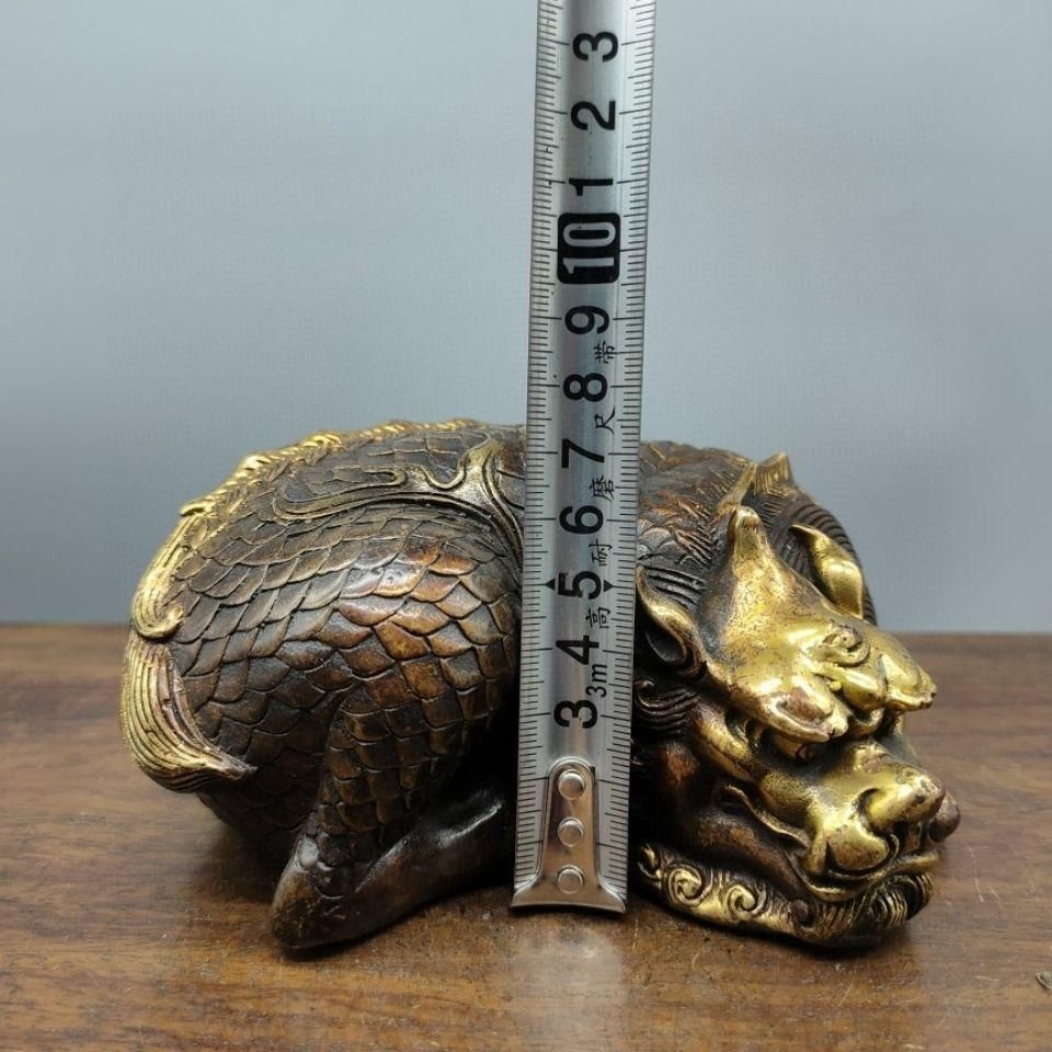 銅器 ヘチ 麒麟 文鎮 文房具 書房 酒?笥 装飾品 工芸品 置物
