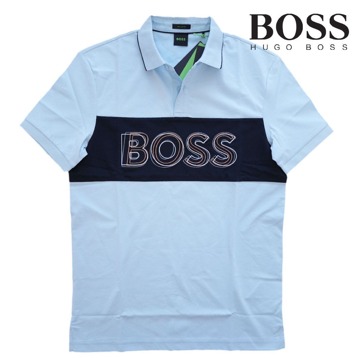 ◇ BOSS ◇ボス◇BOSS マルチカラー デカロゴ ポロシャツ◇ライト 