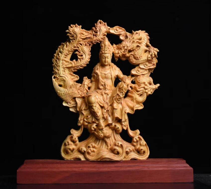 木彫り鳳凰　観音菩薩仏像彫刻 約60cm 木彫り鳳凰 観音菩薩仏像彫刻 約60cm