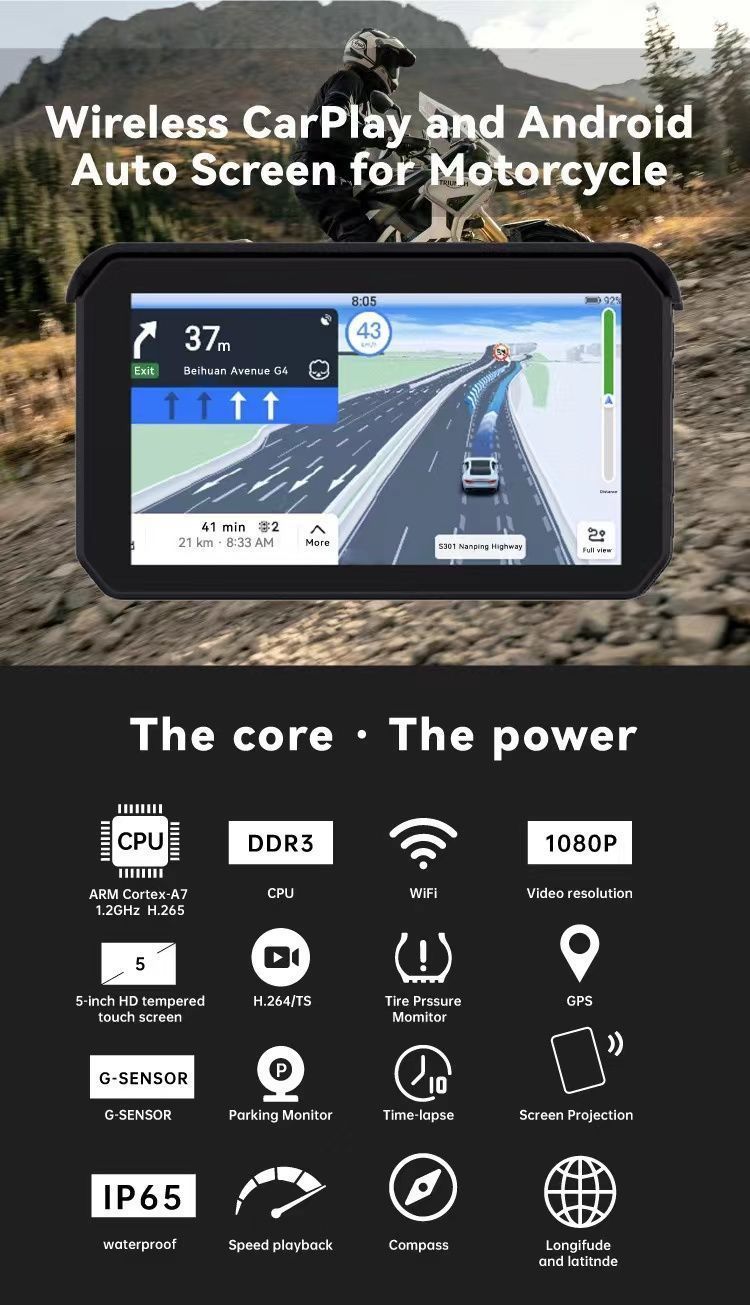 OKYES バイク用ドライブレコーダー 5インチ 64GBメモリカード付き