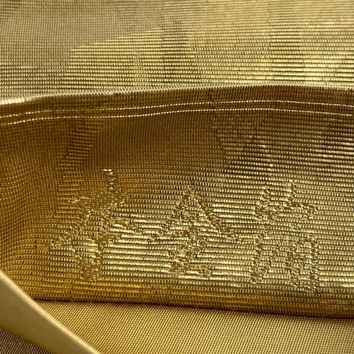 袋帯 名品 落款 風神雷神図 幾何学 金糸 本金箔 金色 お太鼓柄