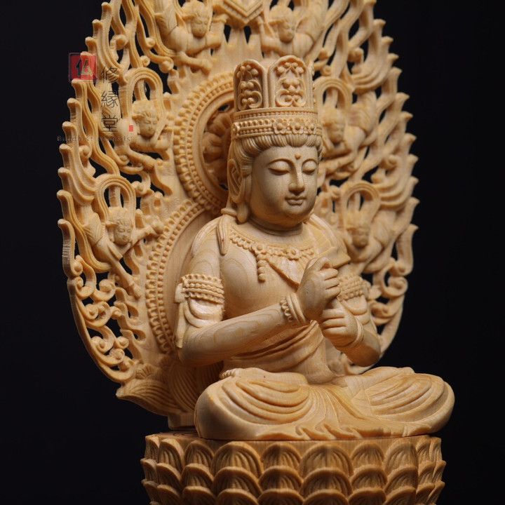 修縁堂】極上品 木彫仏像 七福神 立像 布袋様 彫刻 一刀彫 天然