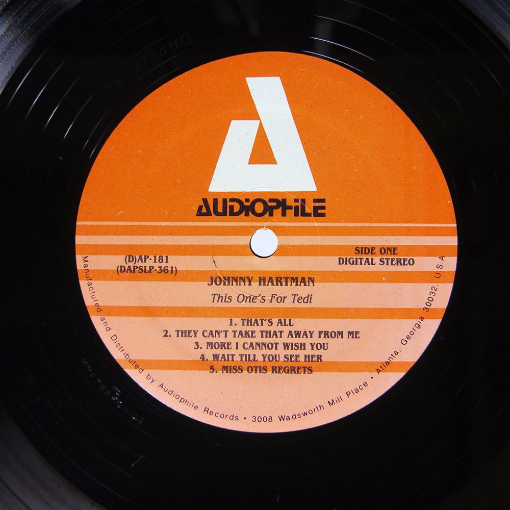 US盤 JOHNNY HARTMAN/THIS ONE'S FOR /AUDIOPHILE AP181 LP