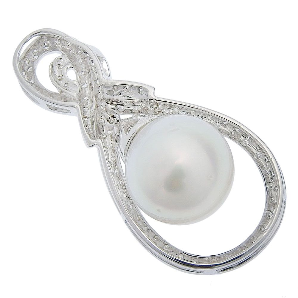 本物保証】 鑑付 新品同様 シェル カルセドニー ペンダント K18YG メレ  