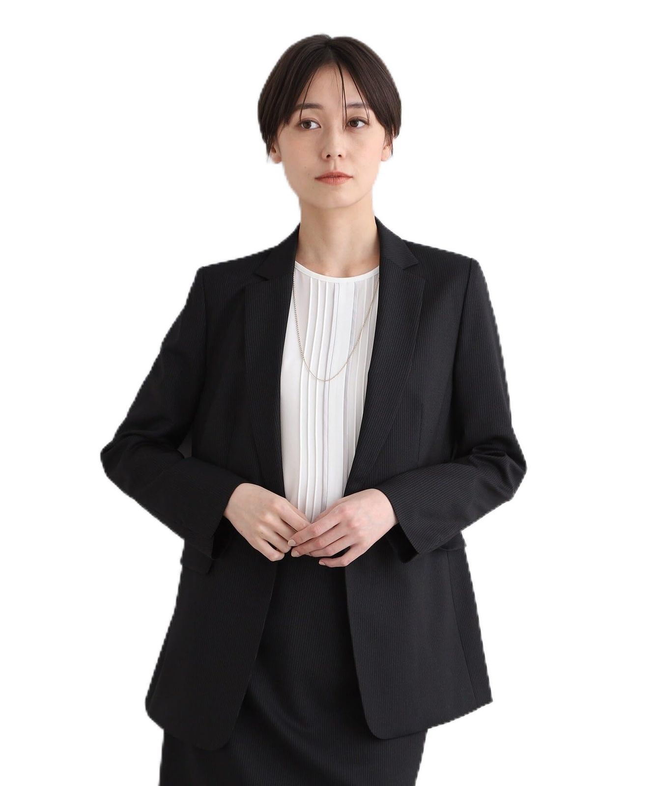 インディヴィ ジャケット 単品 定番スーツ|ウール混 ピンストライプテーラードジャケット 12749021 レディース ブラック 319 38 M